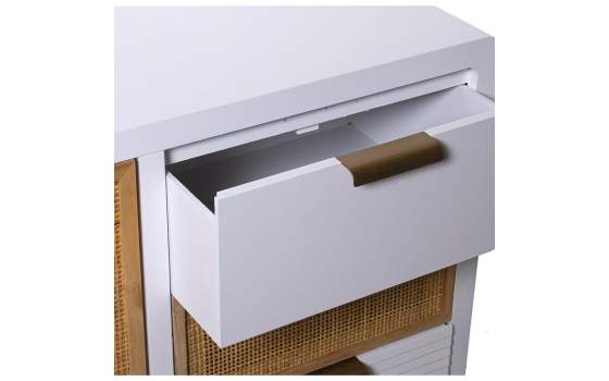 Armario Recibidor Madera Blanca y Rattan Serie Alcober