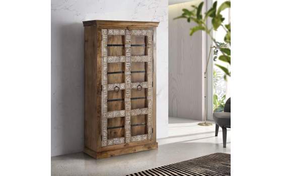Armario Rustico 2 Puertas Decoradas con Tallas y Metal Albalda