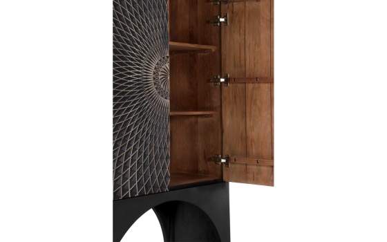Armario Salón 2 Puertas Madera de Mango Tallada Negra Aterialt