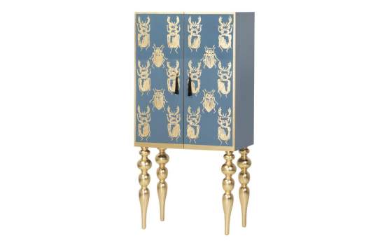 Armario Salon 2 Puertas Diseño Madera en Azul Oro Egypt