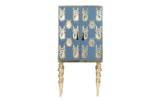 Armario Salon 2 Puertas Diseño Madera en Azul Oro Egypt