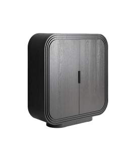 Armario Salon Oval Moderno 2 Puertas Negro Serie Rize