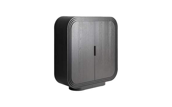 Armario Salon Oval Moderno 2 Puertas Negro Serie Rize