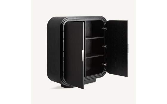Armario Salon Oval Moderno 2 Puertas Negro Serie Rize