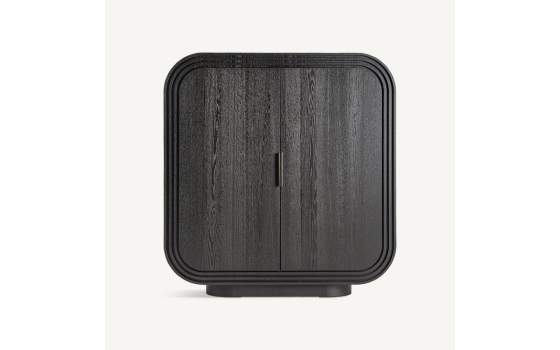 Armario Salon Oval Moderno 2 Puertas Negro Serie Rize