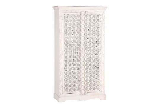 Armario Tallado Etnico Oriental 2 Puertas Blanco Ardinos