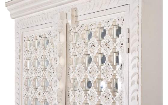 Armario Tallado Etnico Oriental 2 Puertas Blanco Ardinos