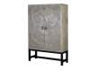 Armario Vitrina 2 Puertas Madera Tallada Color Gris Aringast