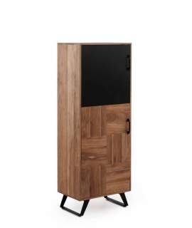 Armario Vitrina Actual 2 Puertas Madera Acacia Serie Ayerta