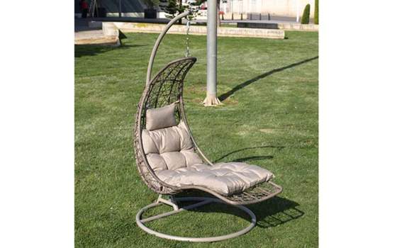 Balancin Rattan Sintetico Tapizado 1 Plaza Serie Arient