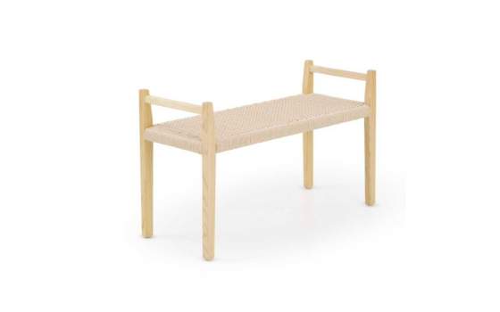 Banco 2 Plazas Madera Fresno Natural Asiento Cuerda Alcegui