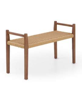 Banco 2 Plazas Madera Fresno Nogal Asiento Cuerda - Alcegui