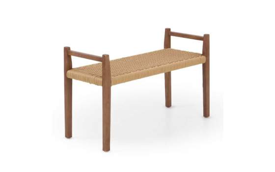 Banco 2 Plazas Madera Fresno Nogal Asiento Cuerda - Alcegui