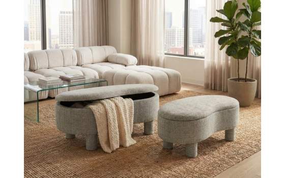 Banco Baul Descalzadora Oval Tapizado Verde - Agall