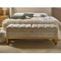 Banco Baul Descalzadora Tapizado Beige Patas Oro Serie Amandi