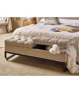Banco Baul Descalzadora Tapizado Beige Serie Amandi