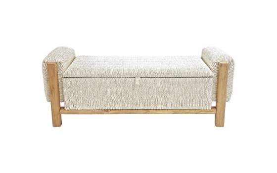 Banco Baul Madera y Tapizado Tela Topo Serie Maskini