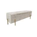 Banco Baul Recibidor Tapizado Beige con Patas Metal Oro Ibdis