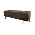 Banco Baul Recibidor Tapizado Marron con Patas Metal Oro Ibdis