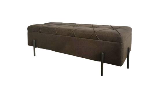 Banco Baul Recibidor Tapizado Marron con Patas Metal Oro Ibdis