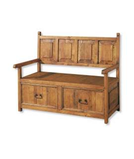Banco Cadiera Pino Macizo Rustico 2 Cajones