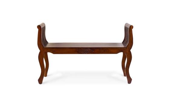 Banco Colonial Estilo Romano Madera Nogal Serie Yuyu