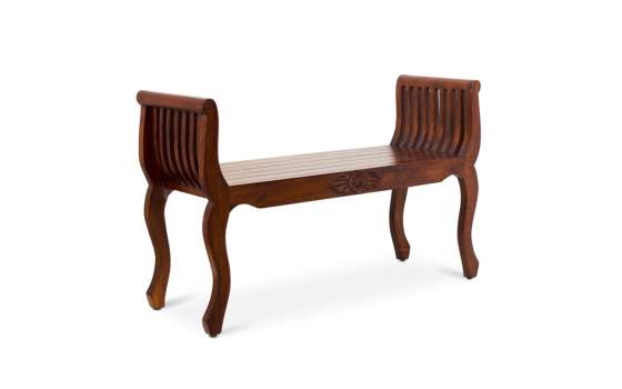 Banco Colonial Estilo Romano Madera Nogal Serie Yuyu