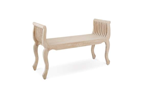 Banco Colonial Estilo Romano Madera Patinada Blanca Yuyu