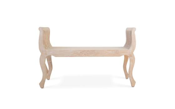 Banco Colonial Estilo Romano Madera Patinada Blanca Yuyu