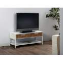 Banco con 2 Cajones Blanco y Rattan Industrial Serie Yuma