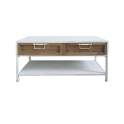 Banco con 2 Cajones Blanco y Rattan Industrial Serie Yuma