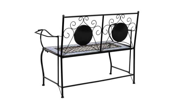 Banco De Forja Negro y Ceramica Blanca Azul Serie Aremt