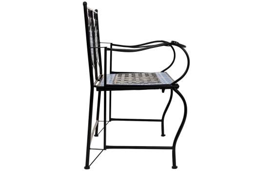 Banco De Forja Negro y Ceramica Blanca Azul Serie Aremt