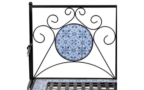 Banco De Forja Negro y Ceramica Blanca Azul Serie Aremt