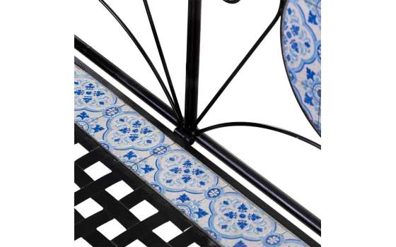 Banco De Forja Negro y Ceramica Blanca Azul Serie Aremt