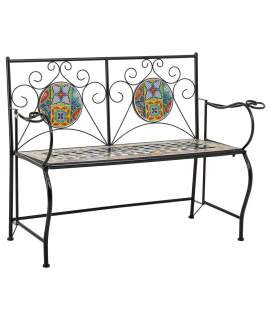 Banco De Forja Negro y Ceramica de Colores  Serie Aremt