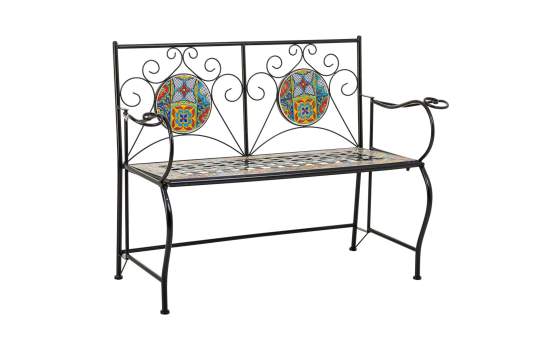 Banco De Forja Negro y Ceramica de Colores  Serie Aremt