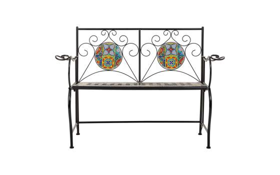 Banco De Forja Negro y Ceramica de Colores  Serie Aremt