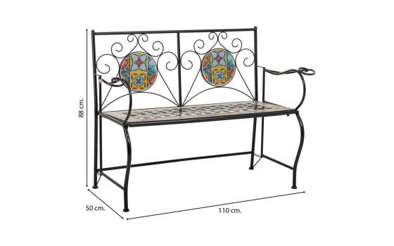 Banco De Forja Negro y Ceramica de Colores  Serie Aremt