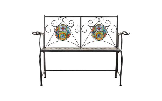 Banco De Forja Negro y Ceramica de Colores  Serie Aremt