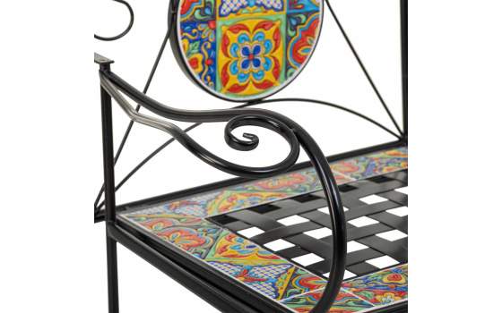 Banco De Forja Negro y Ceramica de Colores  Serie Aremt