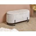 Banco Descalzadora Baul Tapizado Beige Patas Metal Serie Allison