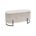 Banco Descalzadora Baul Tapizado Beige Patas Metal Serie Allison