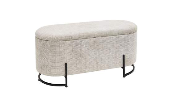 Banco Descalzadora Baul Tapizado Beige Patas Metal Serie Allison
