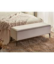 Banco Descalzadora Baul Terciopelo Beige Serie Amont