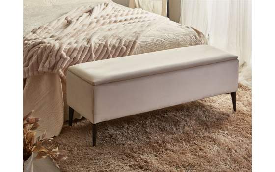 Banco Descalzadora Baul Terciopelo Beige Serie Amont