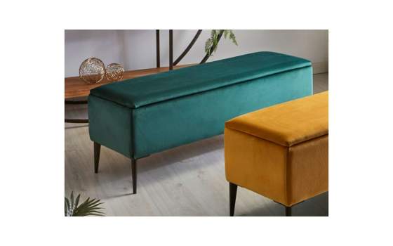 Banco Descalzadora Baul Terciopelo Verde Serie Amont