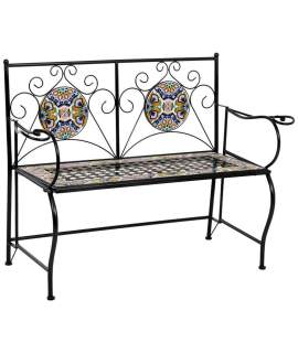 Banco Forja Negro Plegable y Ceramica Actual Serie Aremt