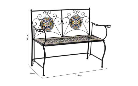 Banco Forja Negro Plegable y Ceramica Actual Serie Aremt