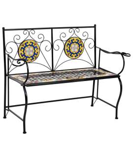 Banco Forja Negro Plegable y Mosaico Clasico Serie Aremt